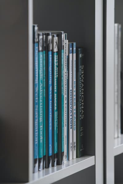 Books on a shelf.